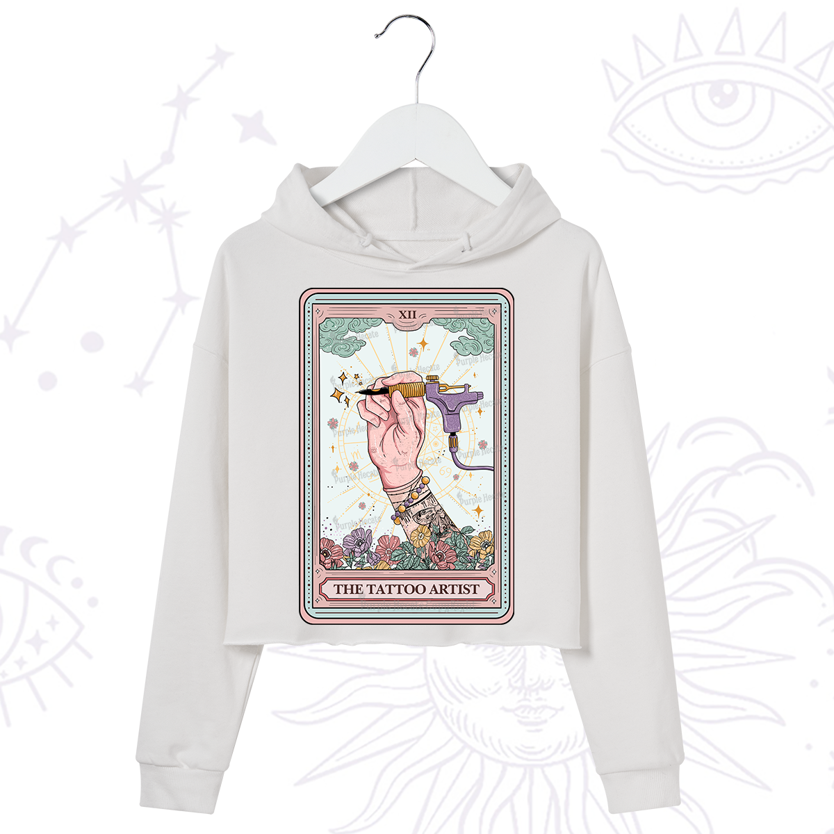 Purplehecate The Tattoo Artist Tarot Card Crop Hoodie