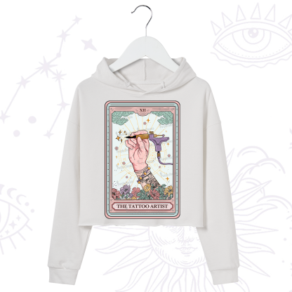 Purplehecate The Tattoo Artist Tarot Card Crop Hoodie