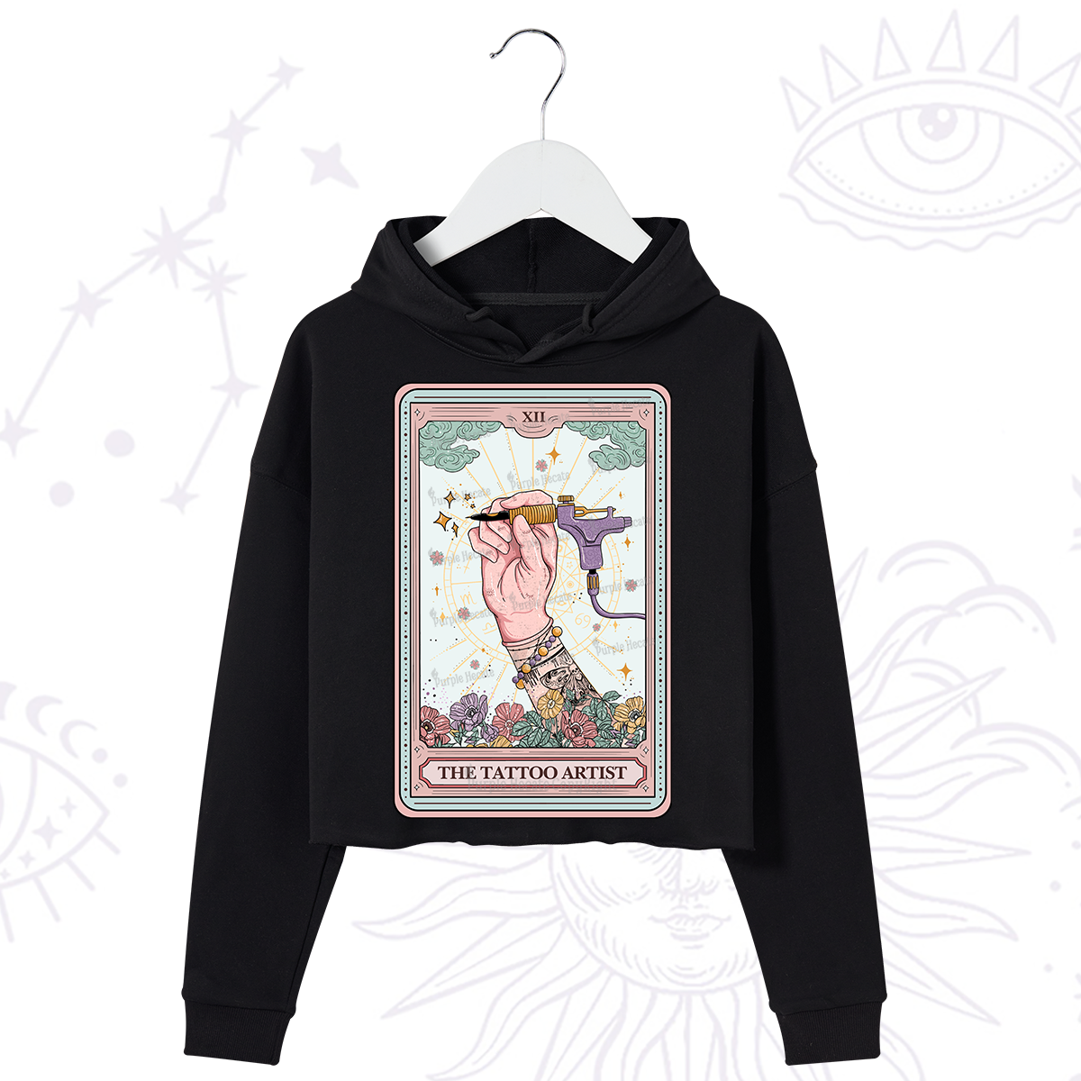 Purplehecate The Tattoo Artist Tarot Card Crop Hoodie