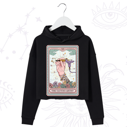 Purplehecate The Tattoo Artist Tarot Card Crop Hoodie