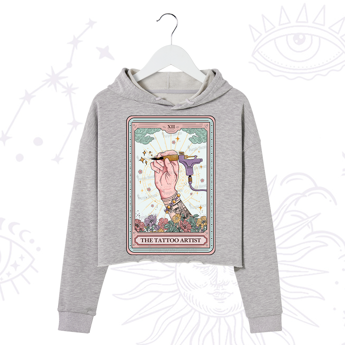 Purplehecate The Tattoo Artist Tarot Card Crop Hoodie