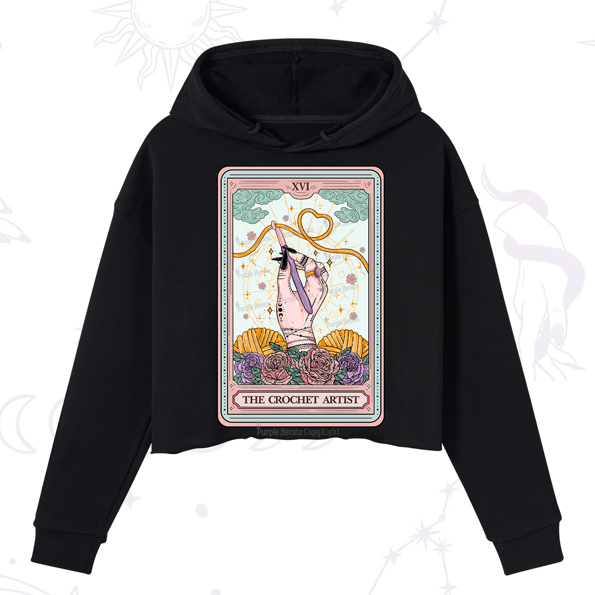Purplehecate The Crochet Artist Tarot Card Crop Hoodie