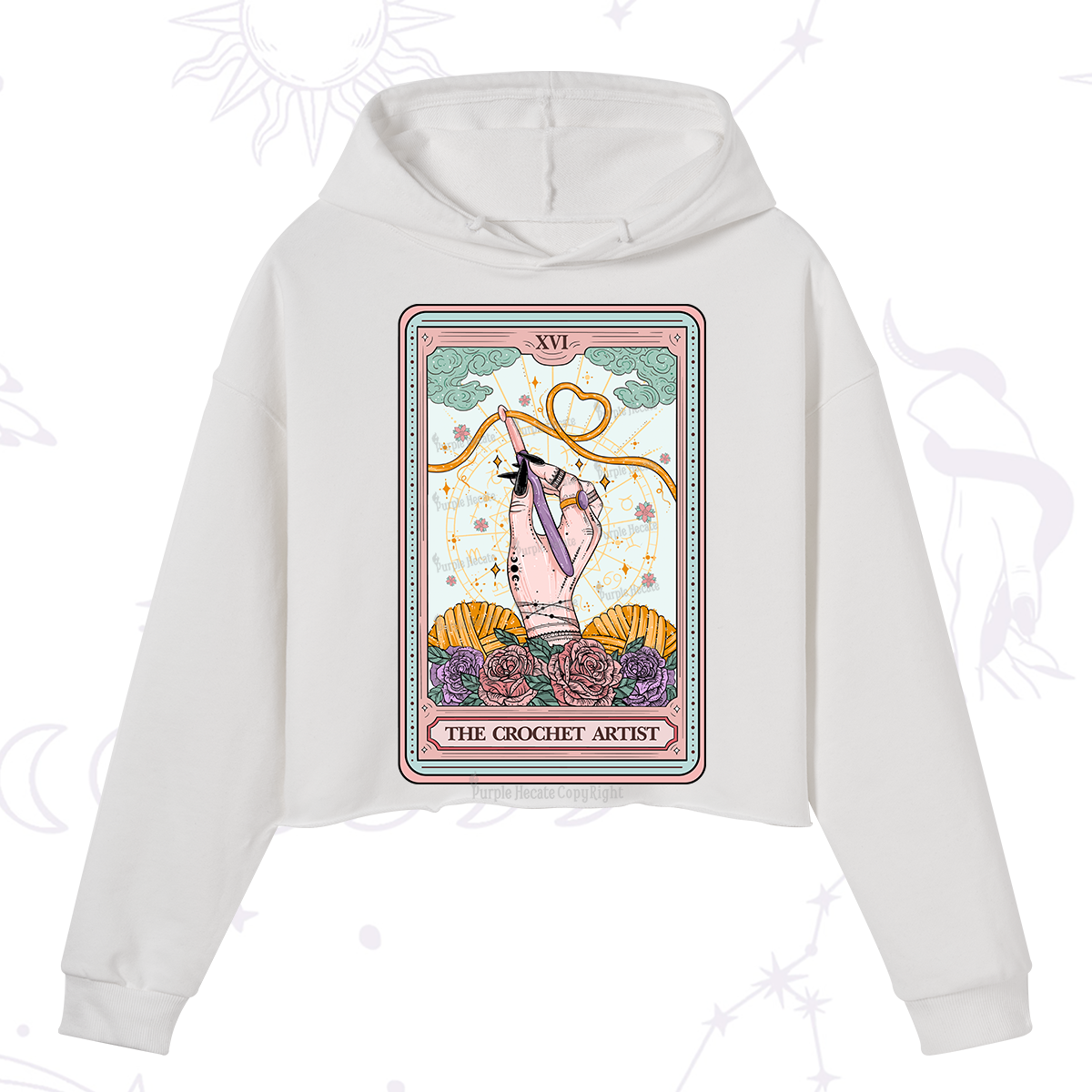 Purplehecate The Crochet Artist Tarot Card Crop Hoodie