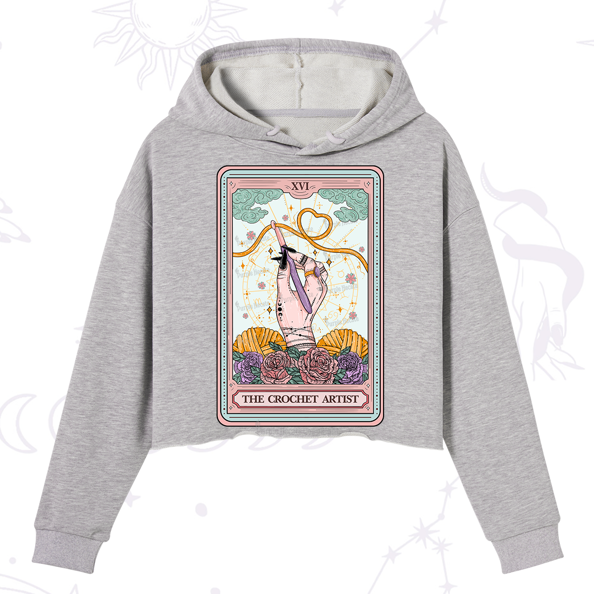 Purplehecate The Crochet Artist Tarot Card Crop Hoodie