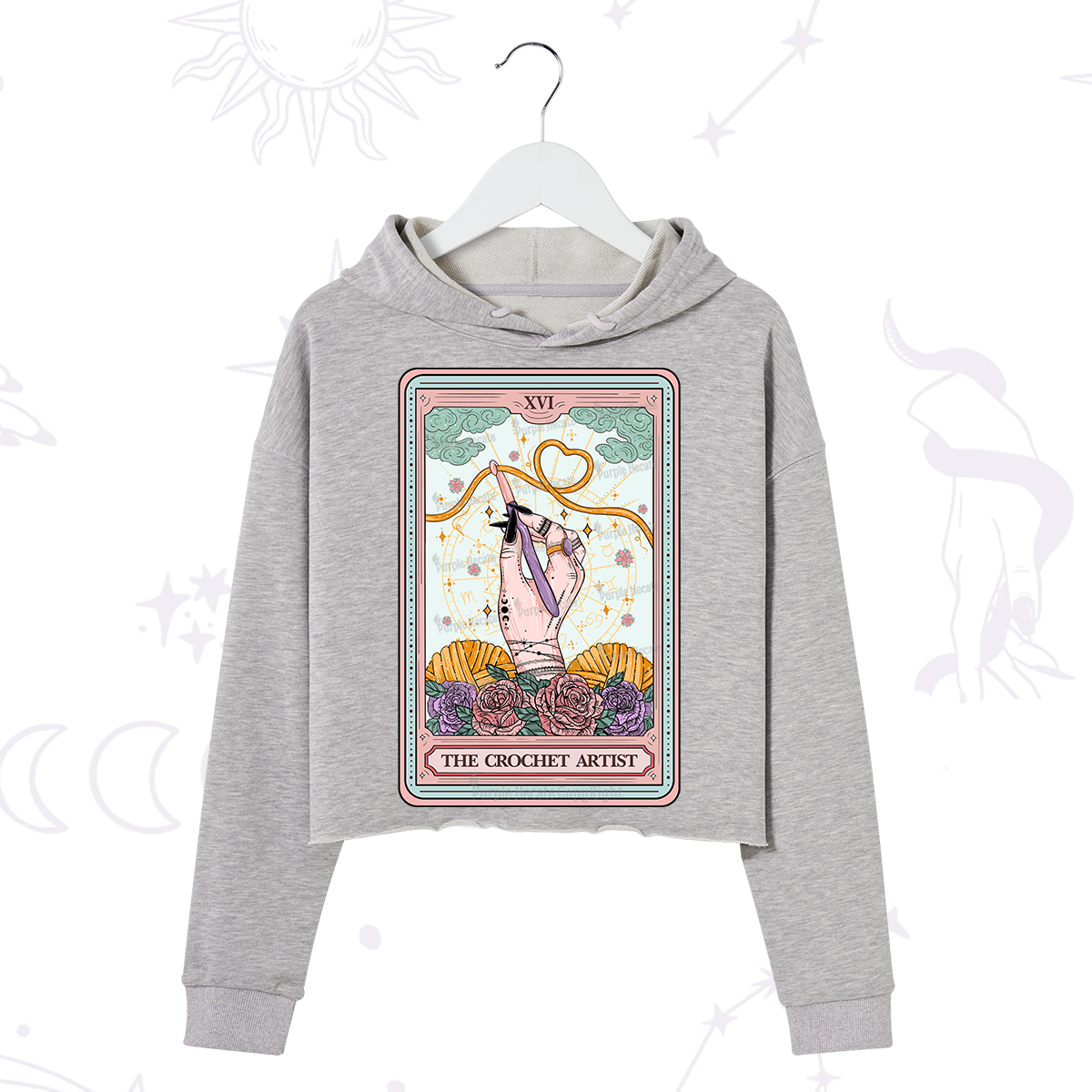 Purplehecate The Crochet Artist Tarot Card Crop Hoodie