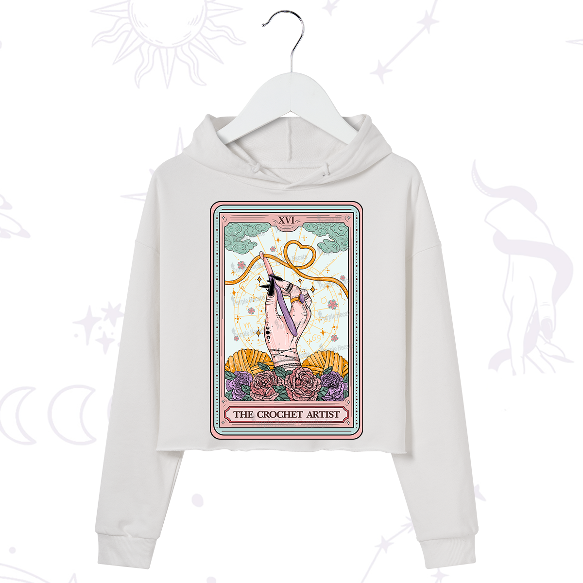 Purplehecate The Crochet Artist Tarot Card Crop Hoodie