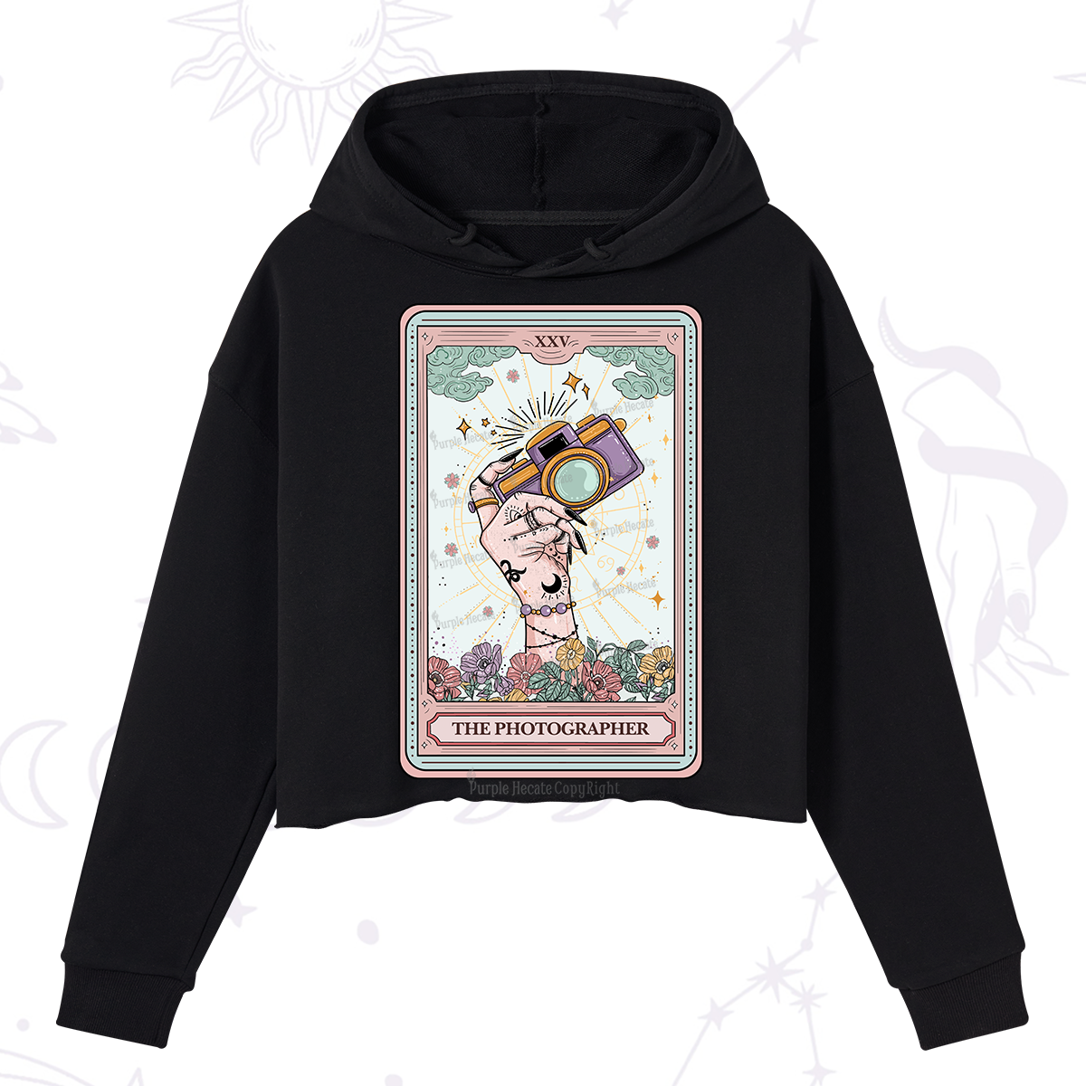 Purplehecate The Photographer Tarot Card Crop Hoodie