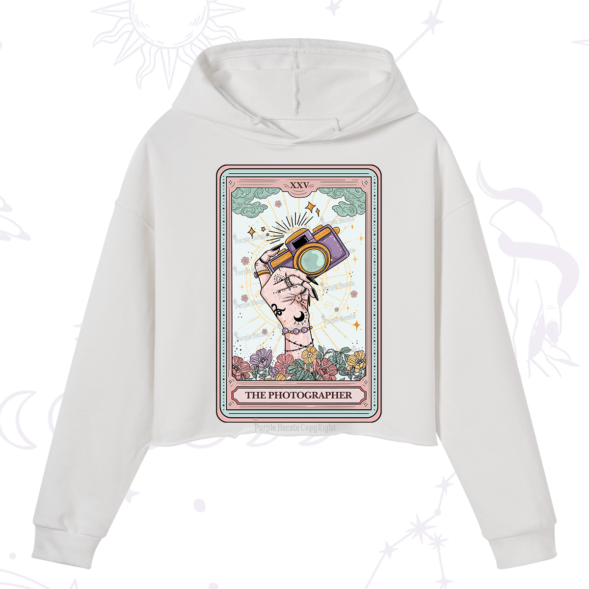 Purplehecate The Photographer Tarot Card Crop Hoodie