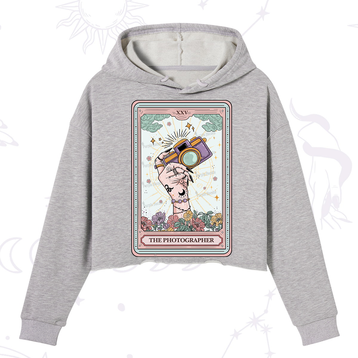Purplehecate The Photographer Tarot Card Crop Hoodie