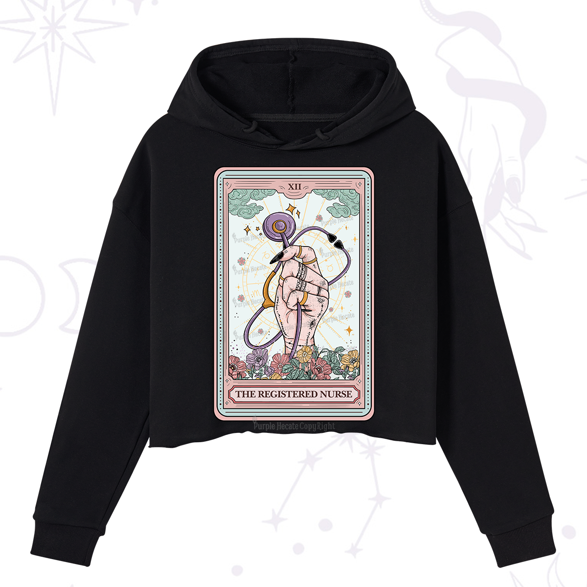 Purplehecate The Registered Nurse Tarot Card Crop Hoodie