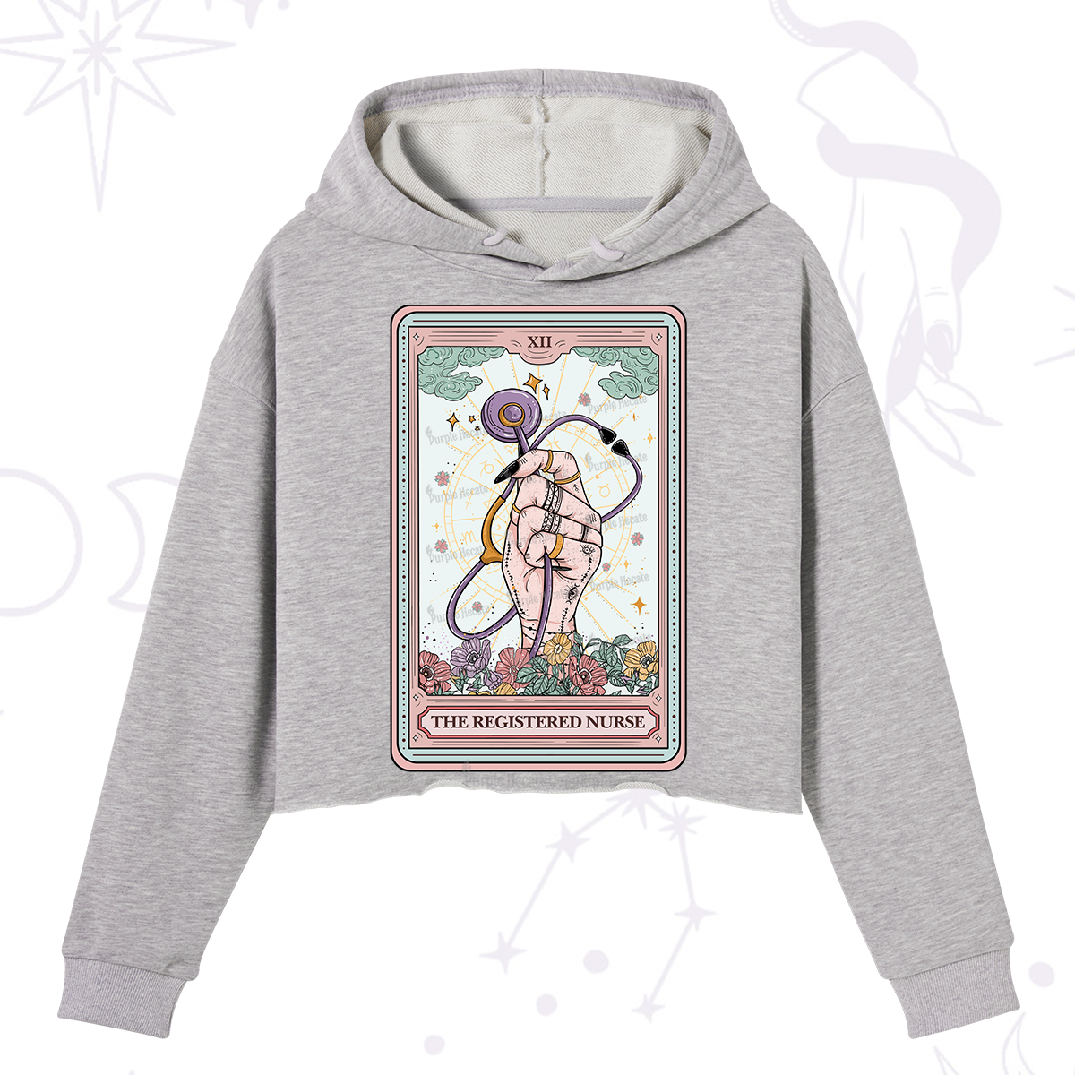 Purplehecate The Registered Nurse Tarot Card Crop Hoodie