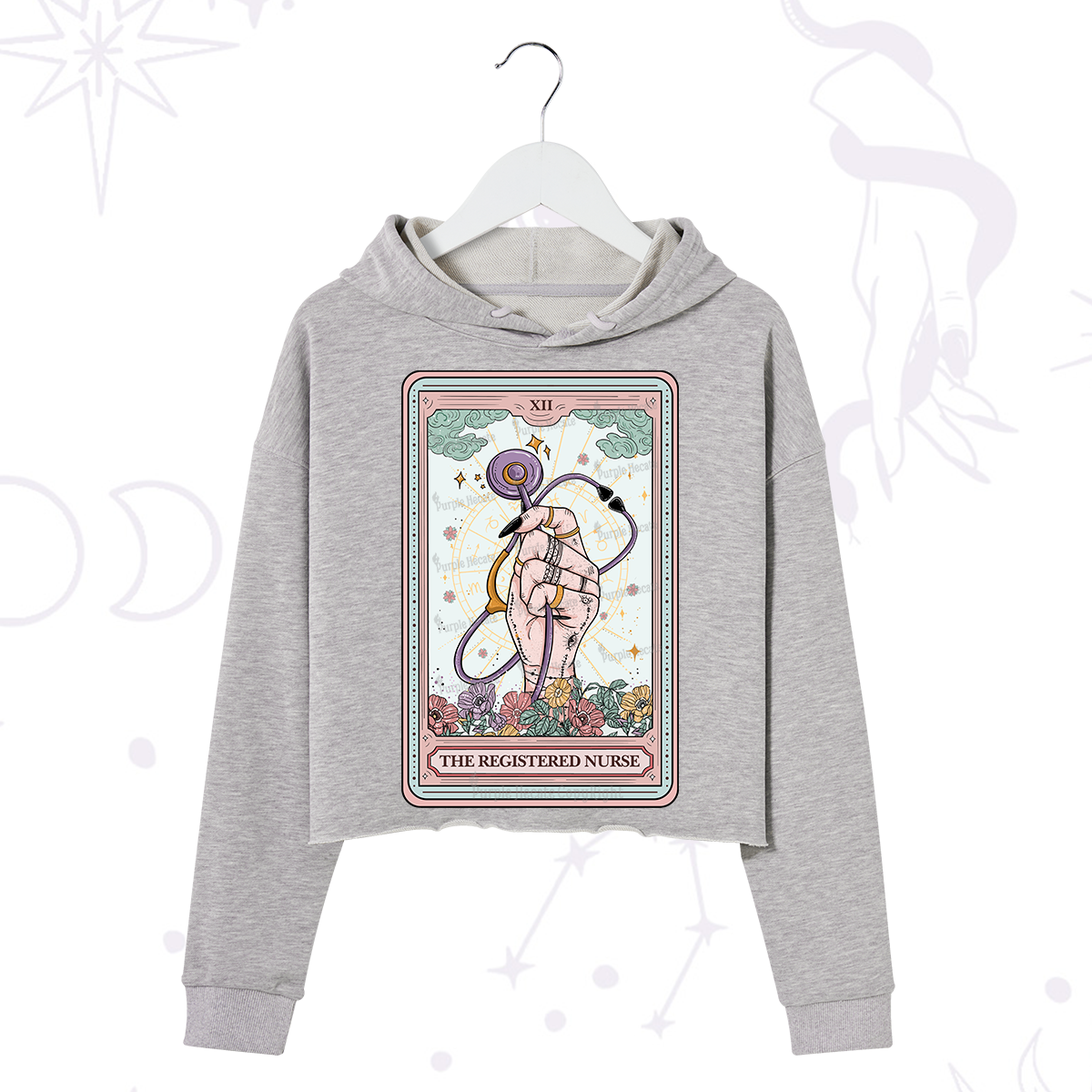 Purplehecate The Registered Nurse Tarot Card Crop Hoodie