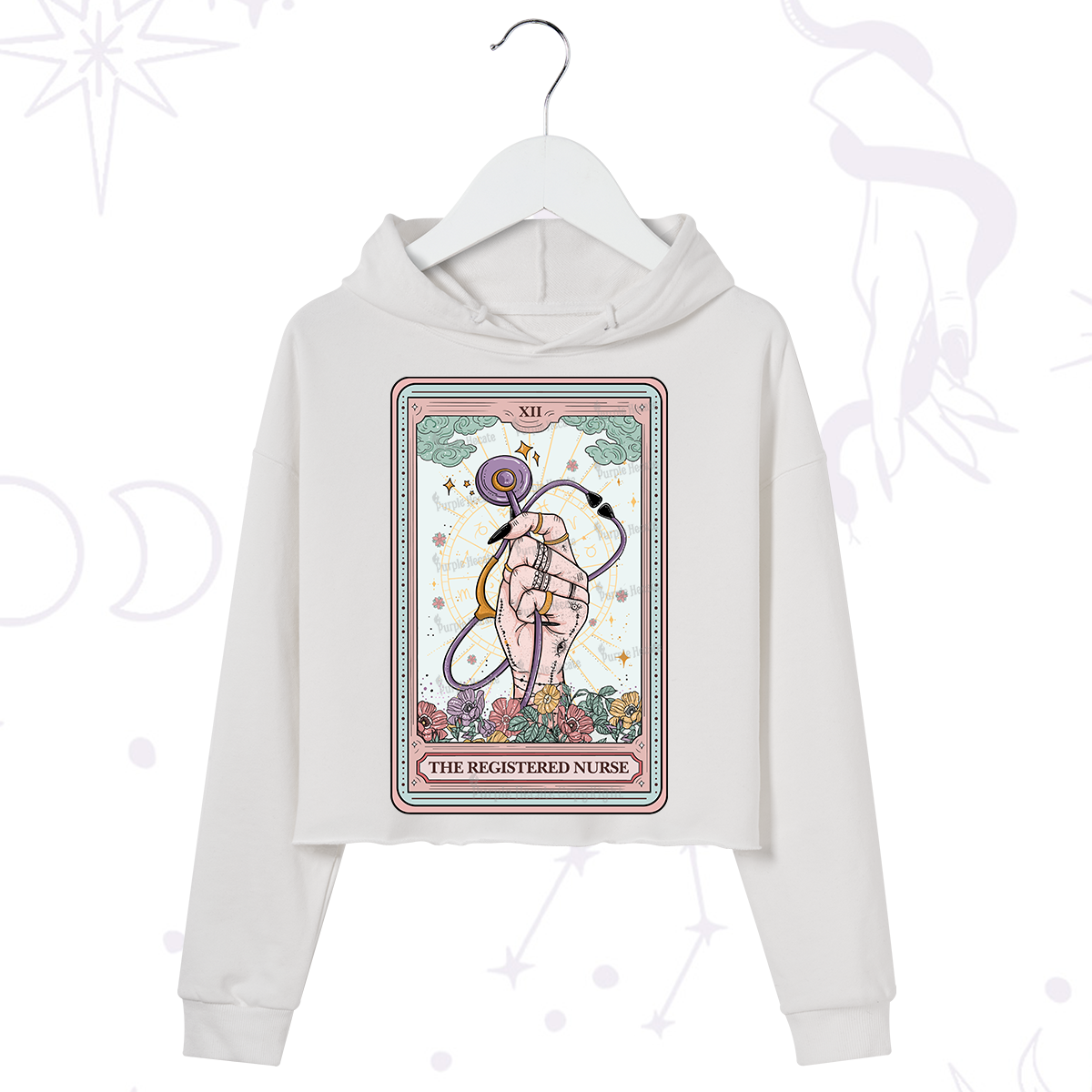 Purplehecate The Registered Nurse Tarot Card Crop Hoodie