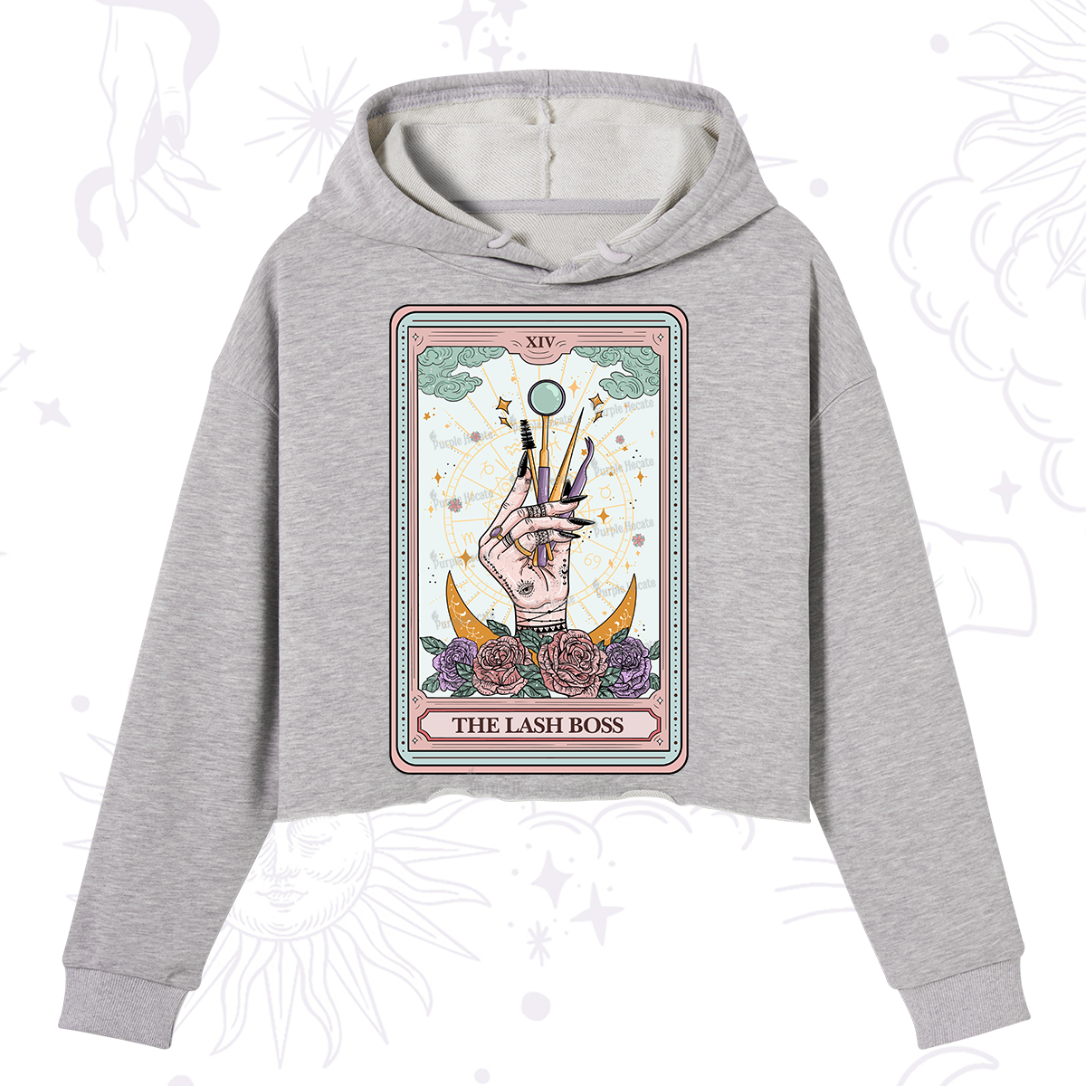 Purplehecate The Lash Boss Tarot Card Crop Hoodie