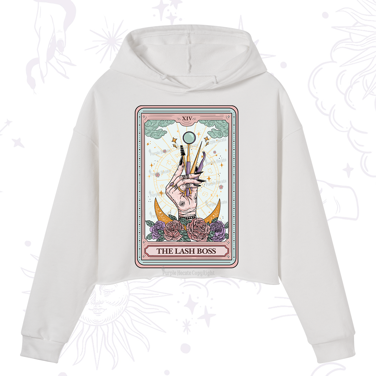 Purplehecate The Lash Boss Tarot Card Crop Hoodie