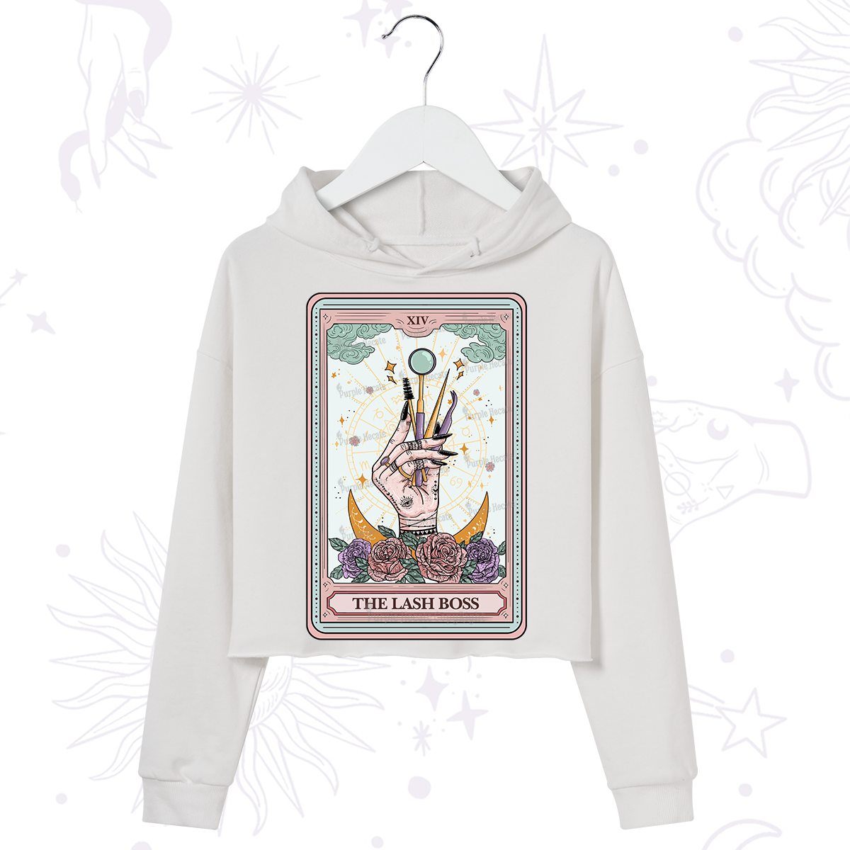 Purplehecate The Lash Boss Tarot Card Crop Hoodie