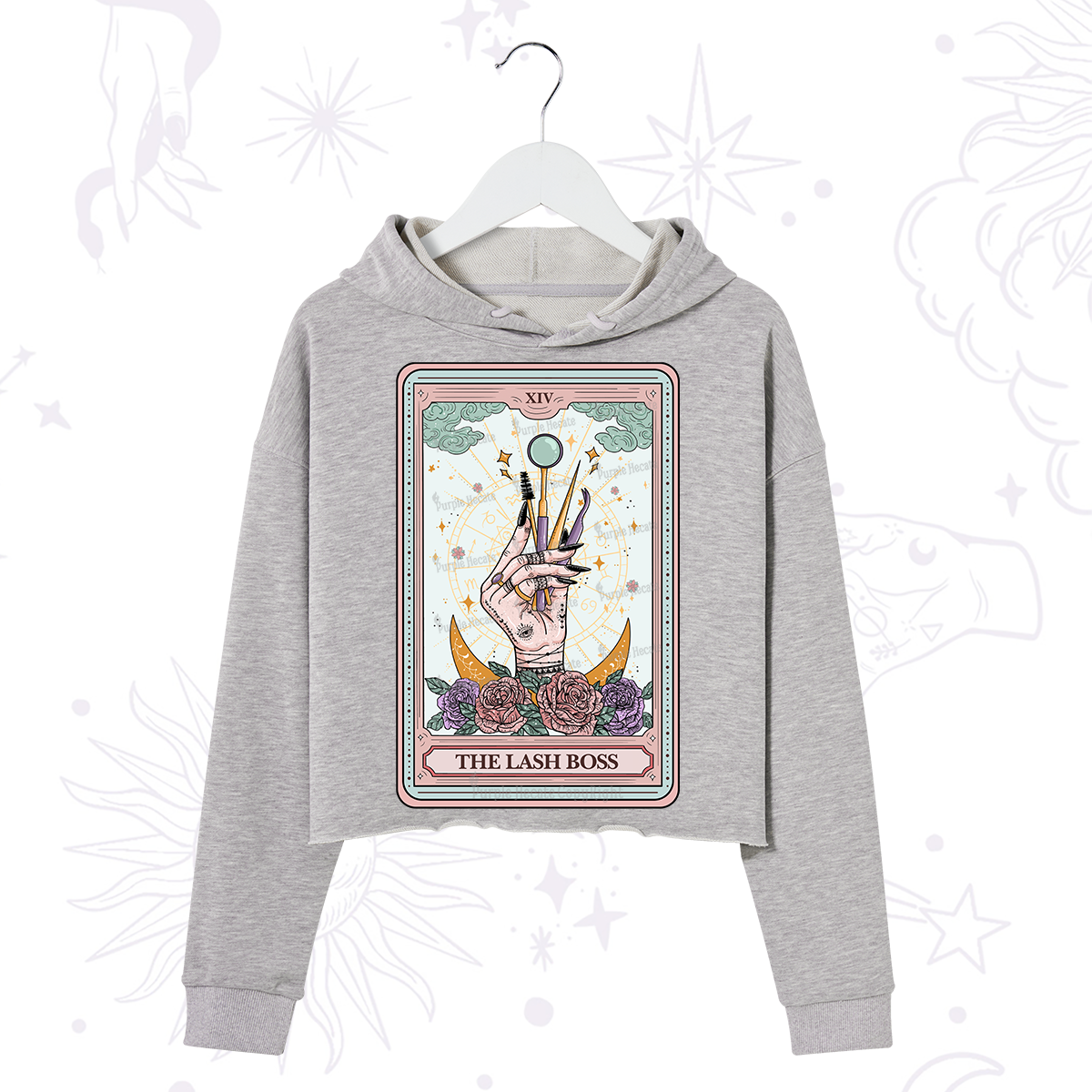 Purplehecate The Lash Boss Tarot Card Crop Hoodie