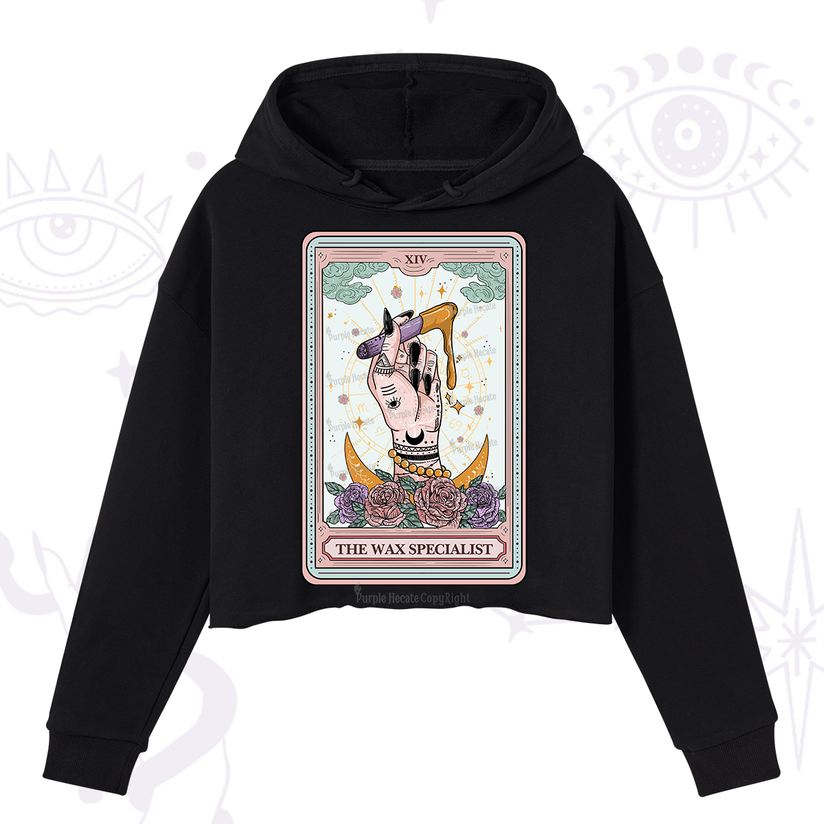 Purplehecate The Wax Specialist Tarot Card Crop Hoodie