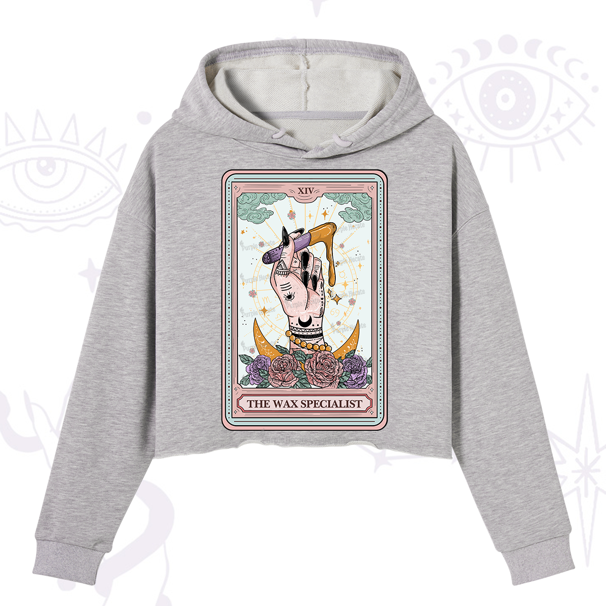 Purplehecate The Wax Specialist Tarot Card Crop Hoodie