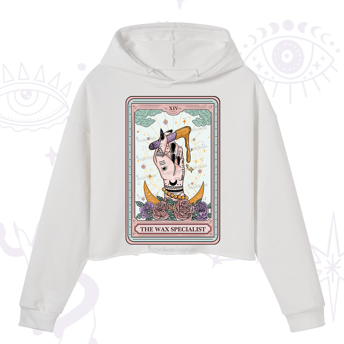Purplehecate The Wax Specialist Tarot Card Crop Hoodie