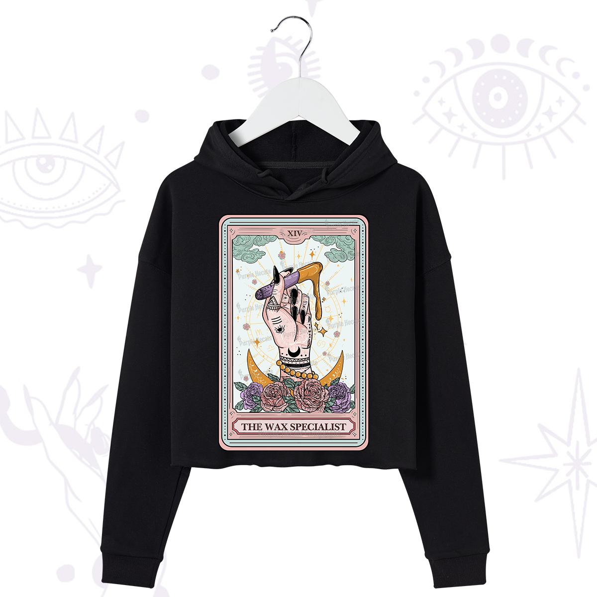 Purplehecate The Wax Specialist Tarot Card Crop Hoodie