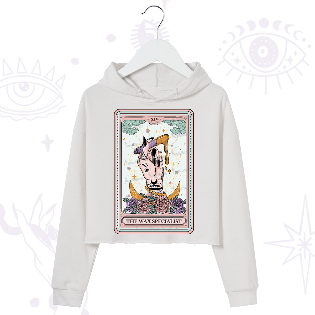 Purplehecate The Wax Specialist Tarot Card Crop Hoodie