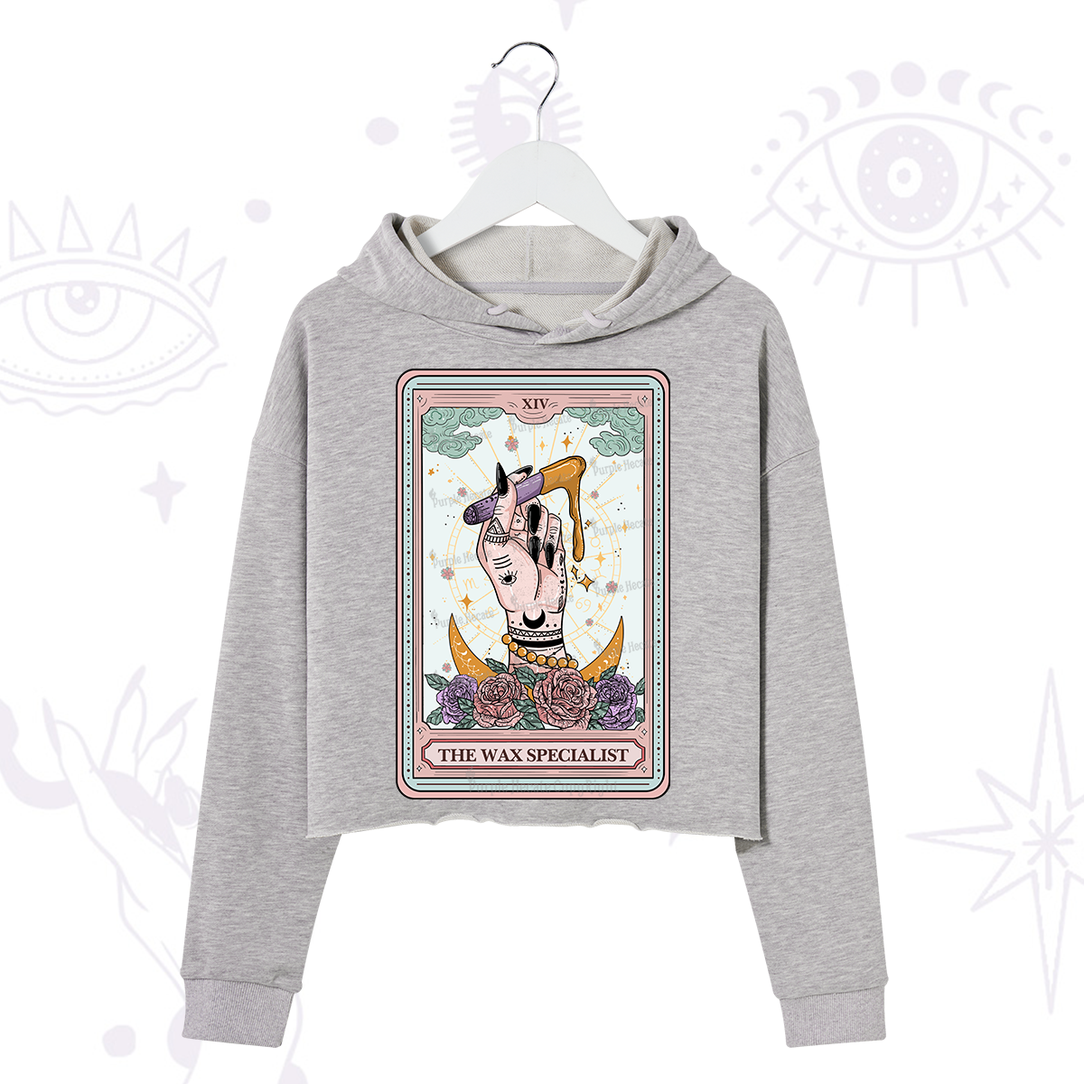Purplehecate The Wax Specialist Tarot Card Crop Hoodie