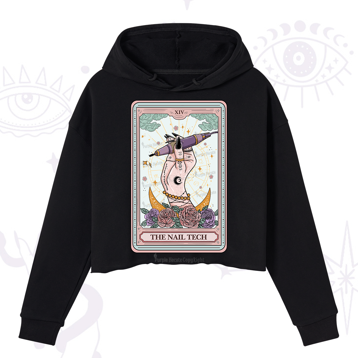 Purplehecate The Nail Tech Tarot Card Crop Hoodie