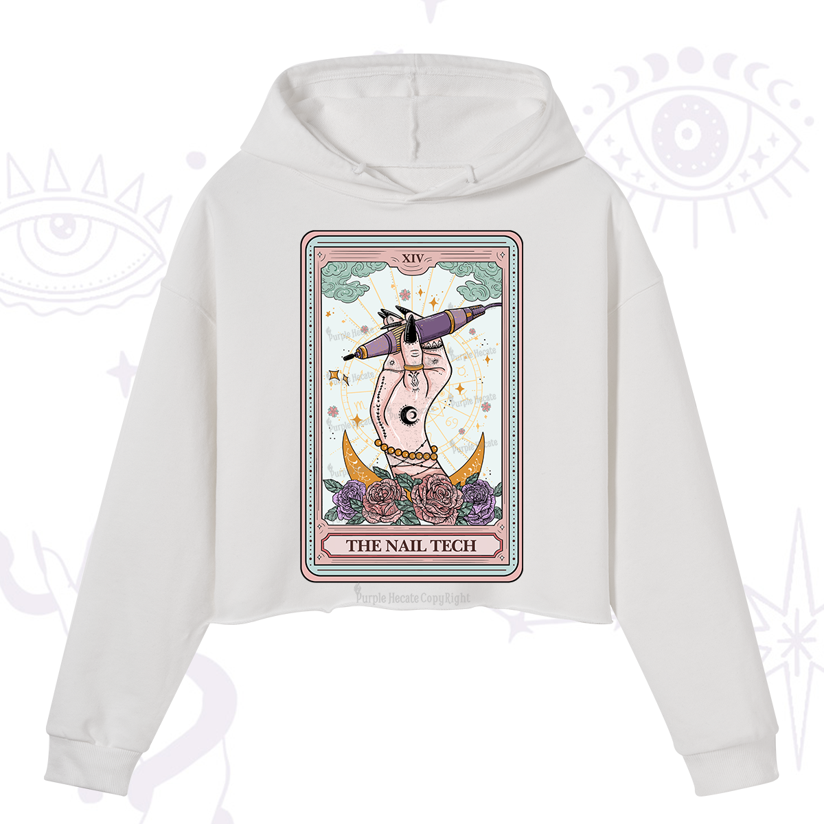 Purplehecate The Nail Tech Tarot Card Crop Hoodie