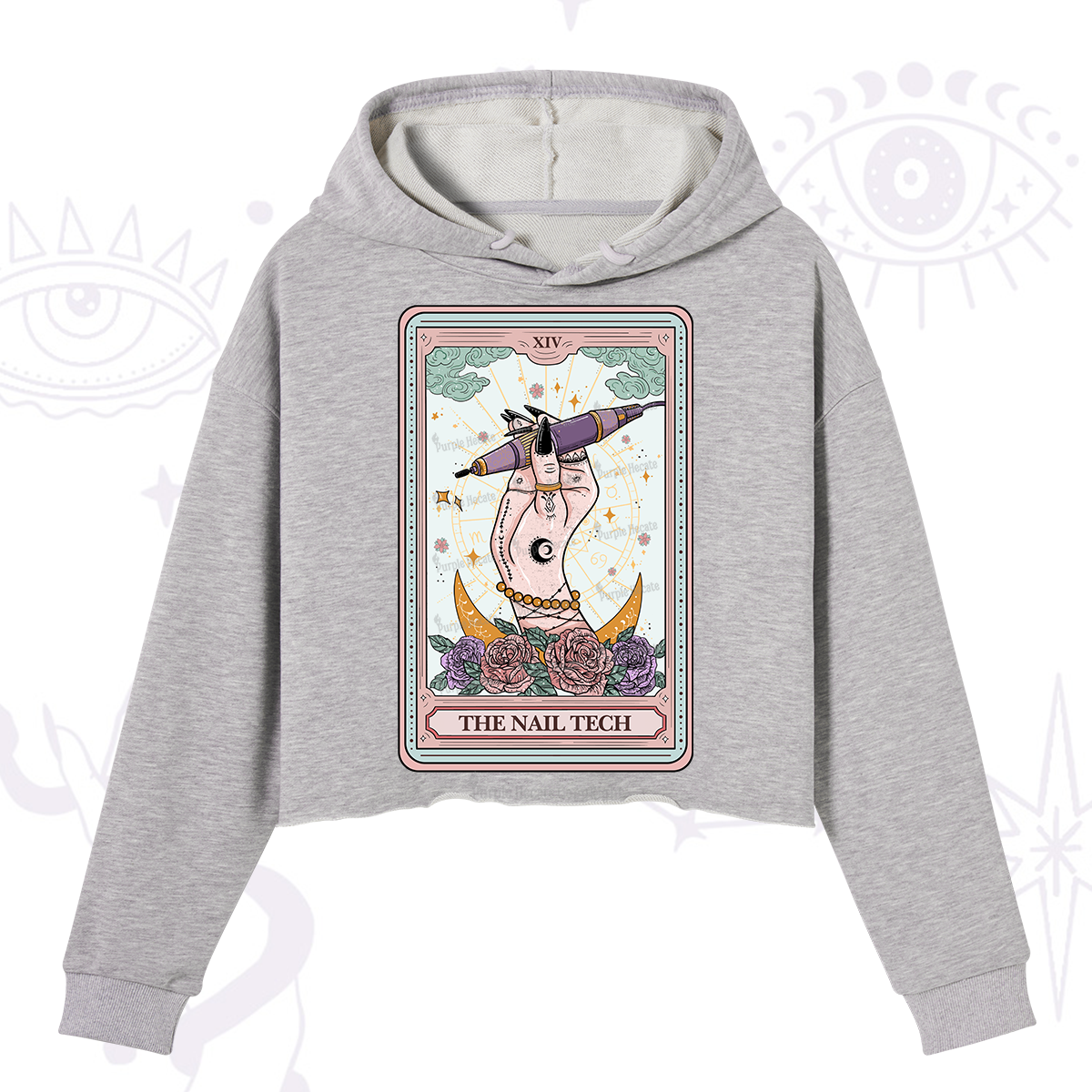 Purplehecate The Nail Tech Tarot Card Crop Hoodie