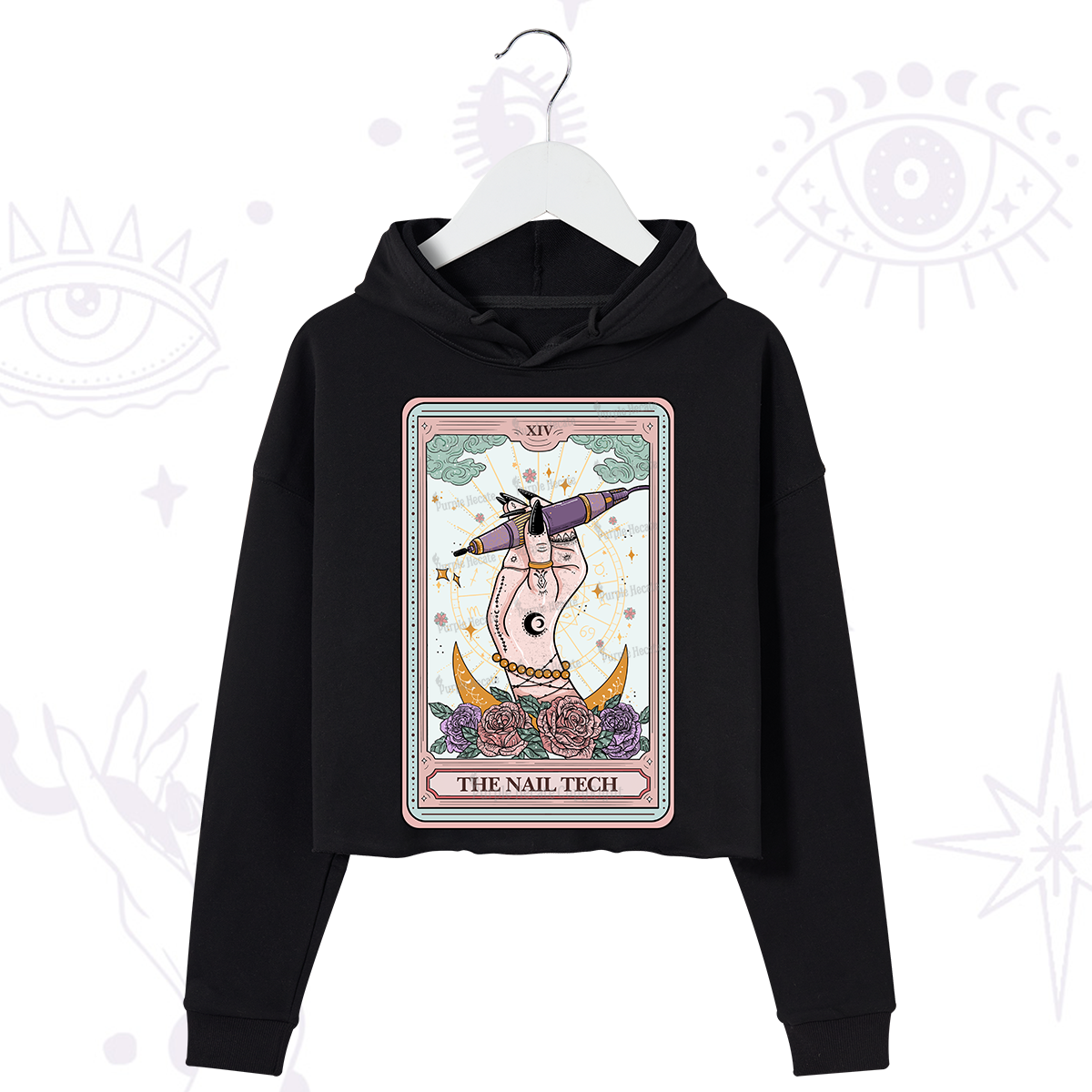 Purplehecate The Nail Tech Tarot Card Crop Hoodie