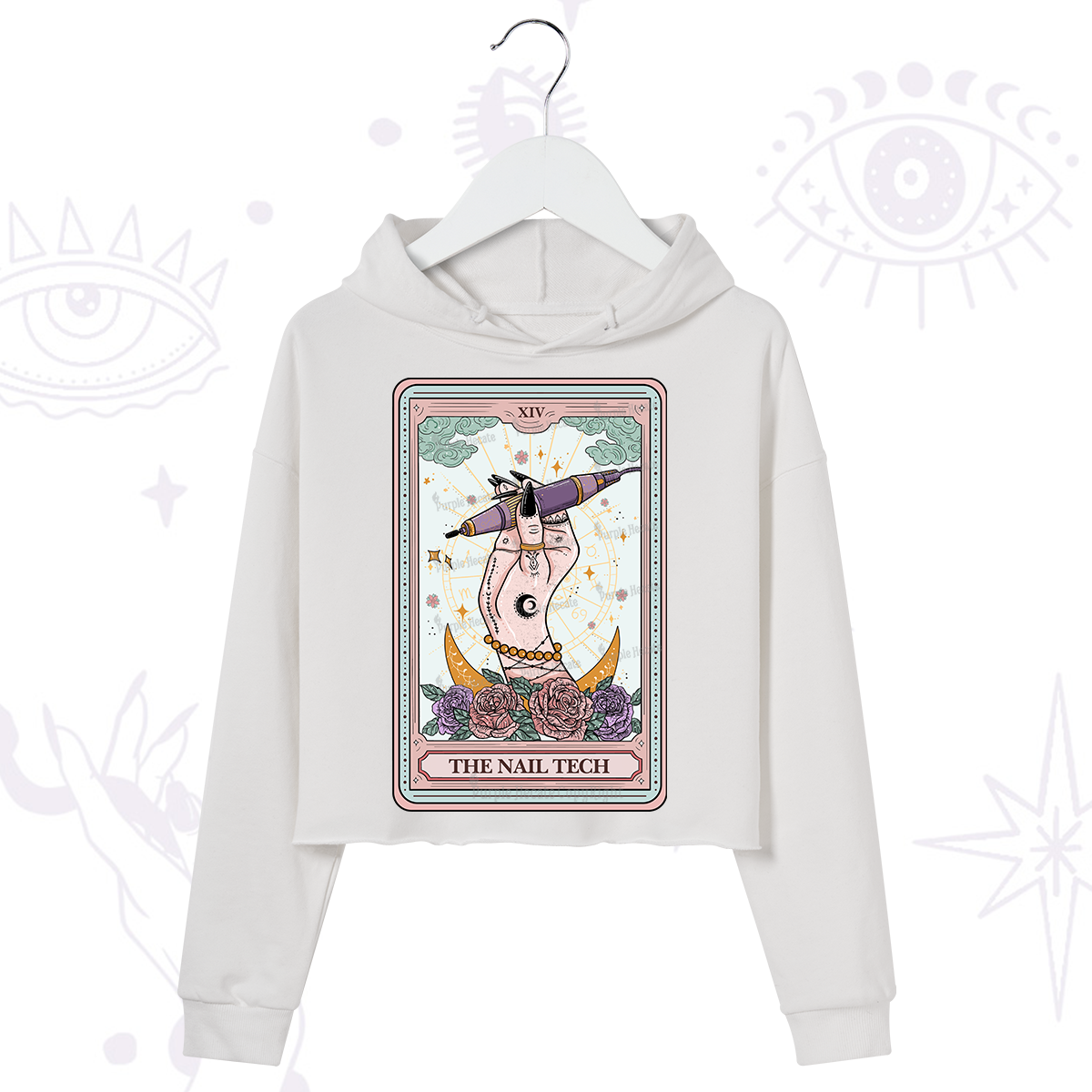Purplehecate The Nail Tech Tarot Card Crop Hoodie