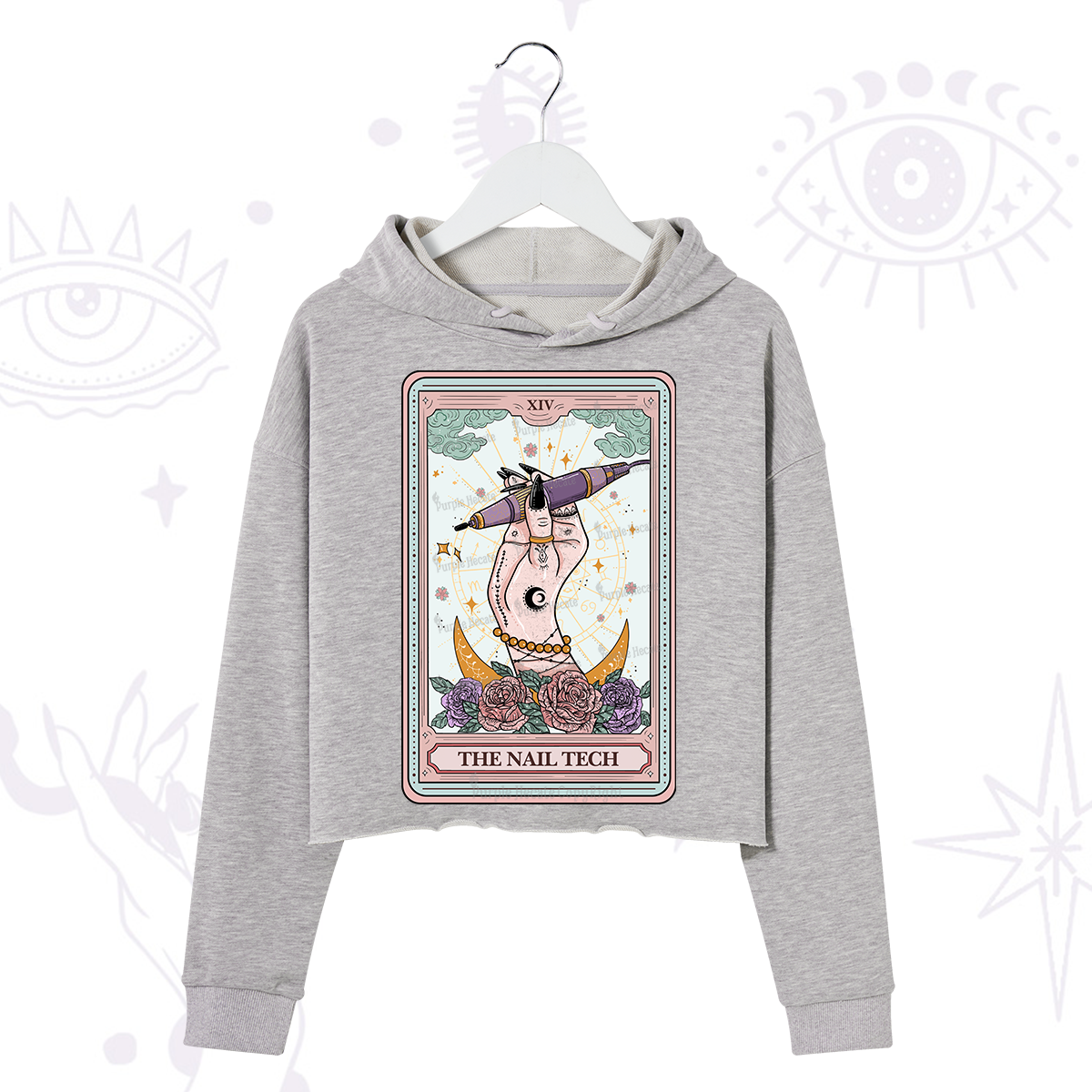 Purplehecate The Nail Tech Tarot Card Crop Hoodie
