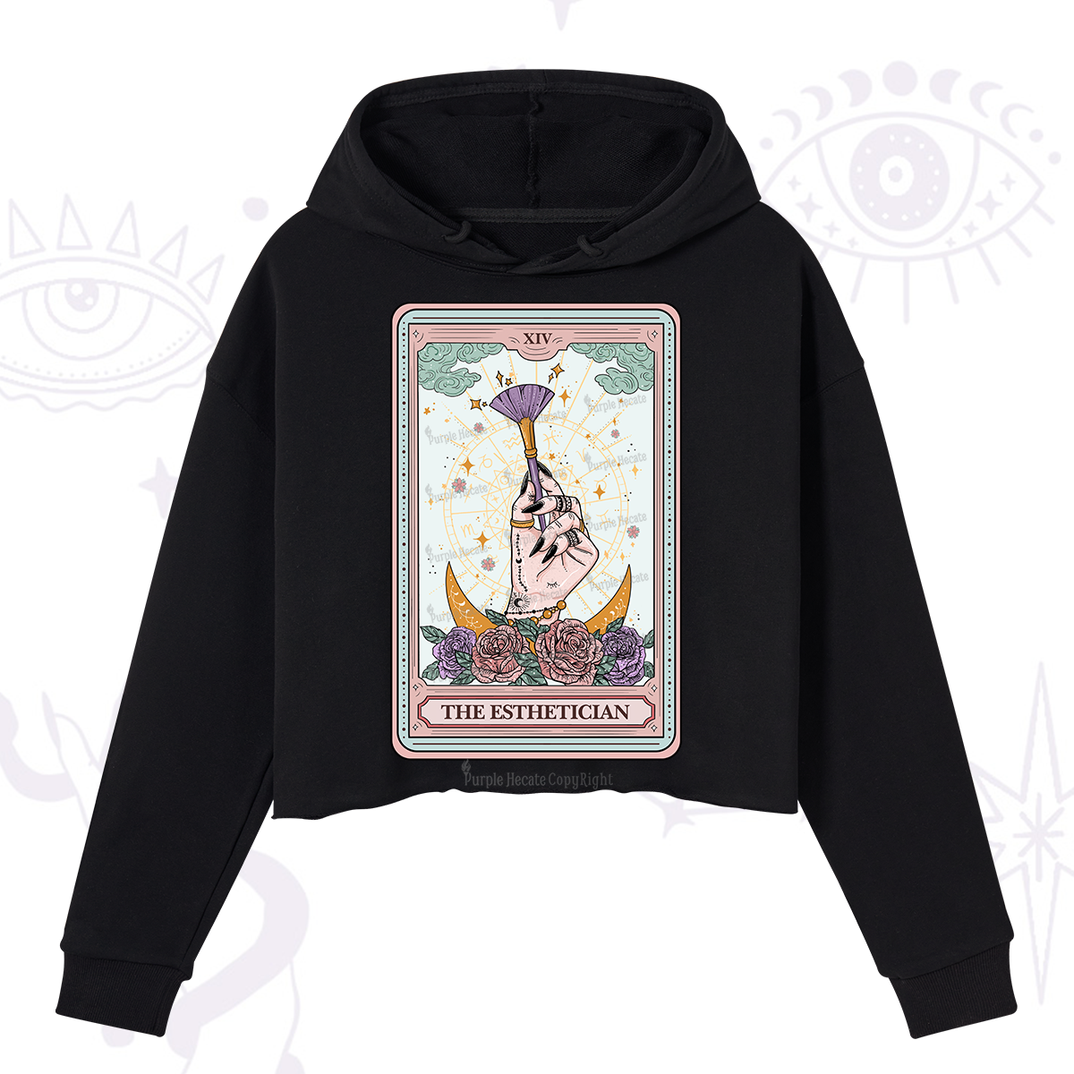 Purplehecate The Esthetician Tarot Card Crop Hoodie