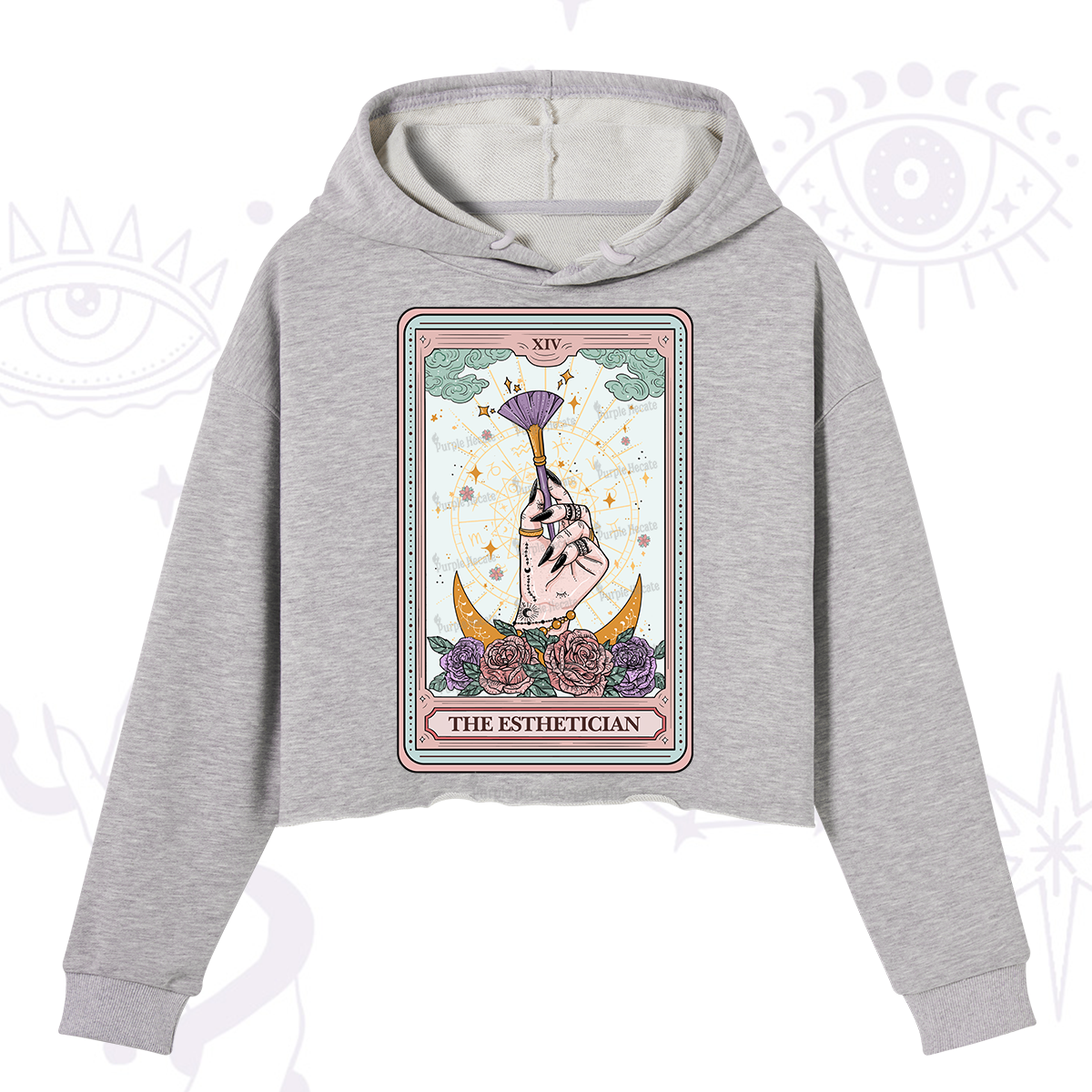 Purplehecate The Esthetician Tarot Card Crop Hoodie
