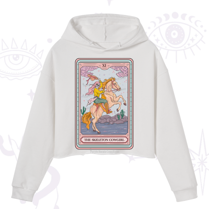 Purplehecate The Skeleton Cowgirl Tarot Card Crop Hoodie