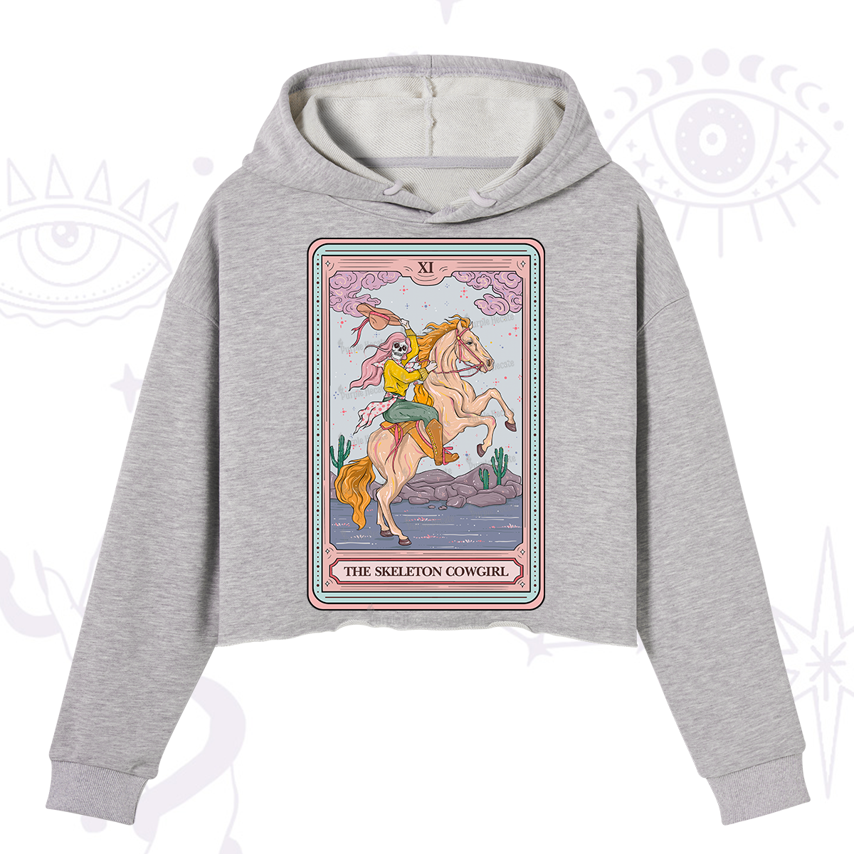 Purplehecate The Skeleton Cowgirl Tarot Card Crop Hoodie