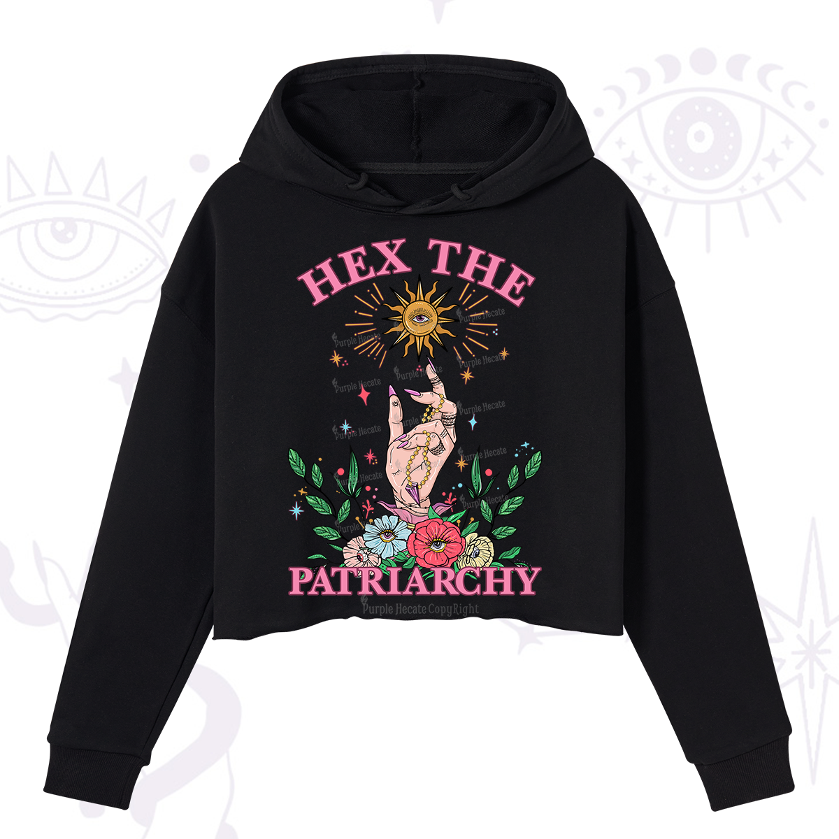 Purplehecate Hex The Patriarchy Witchy Crop Hoodie