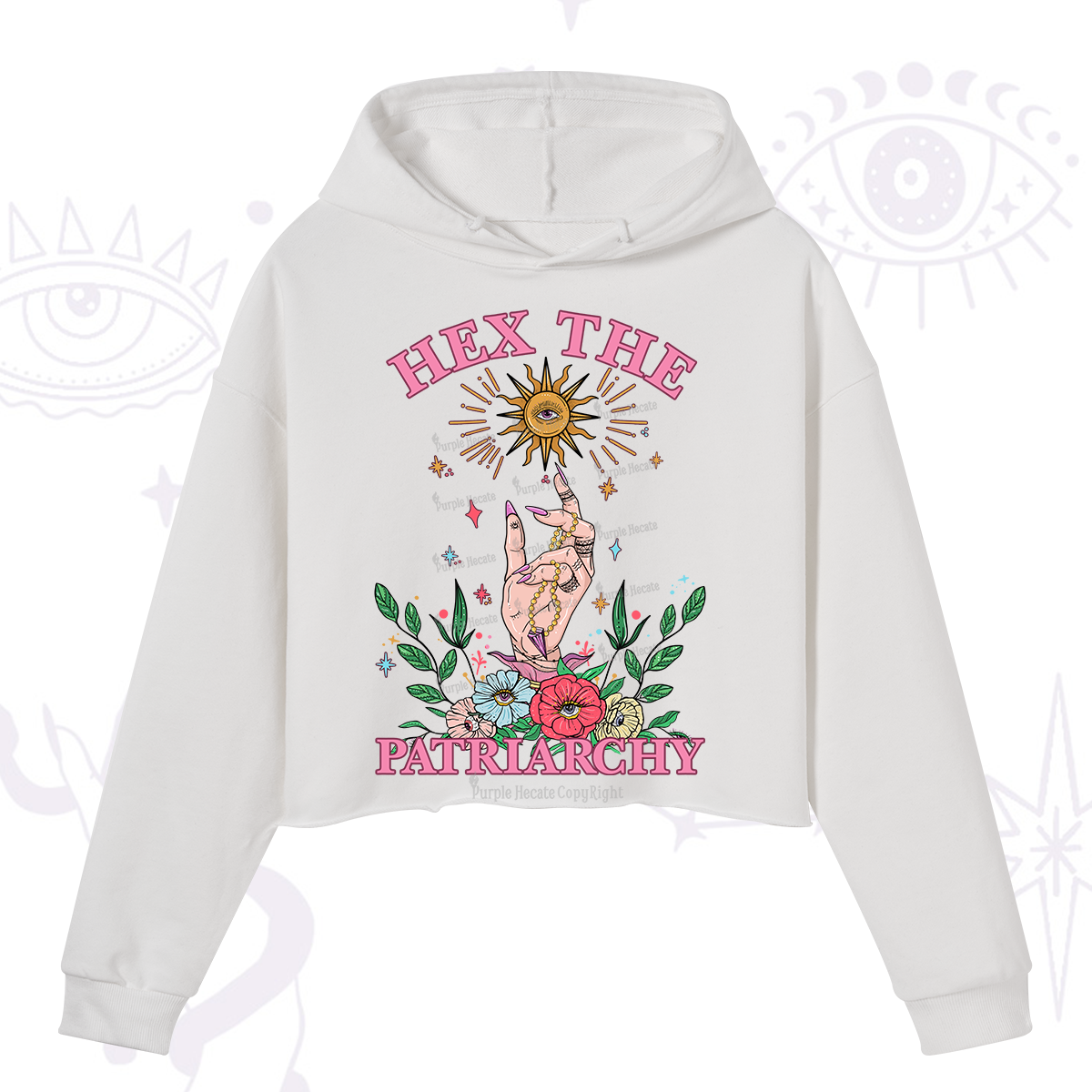 Purplehecate Hex The Patriarchy Witchy Crop Hoodie