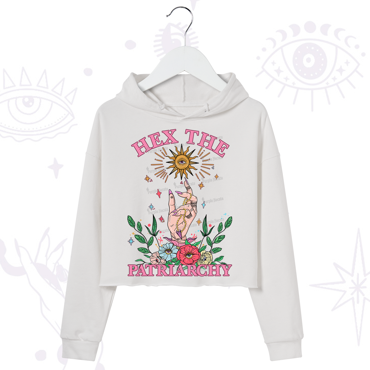 Purplehecate Hex The Patriarchy Witchy Crop Hoodie