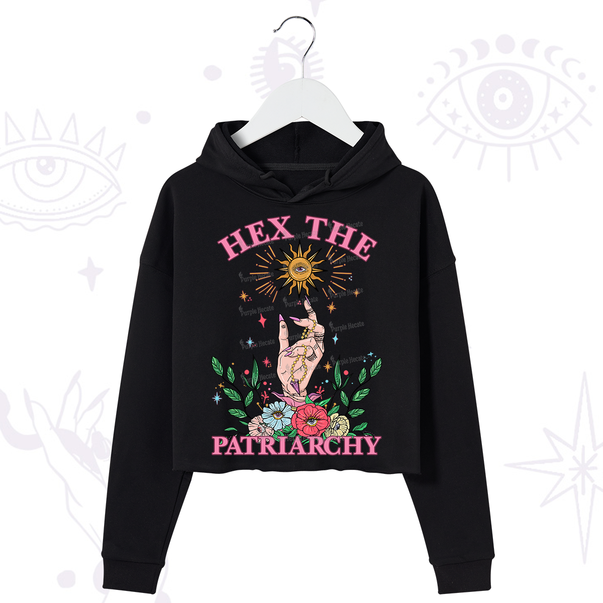 Purplehecate Hex The Patriarchy Witchy Crop Hoodie