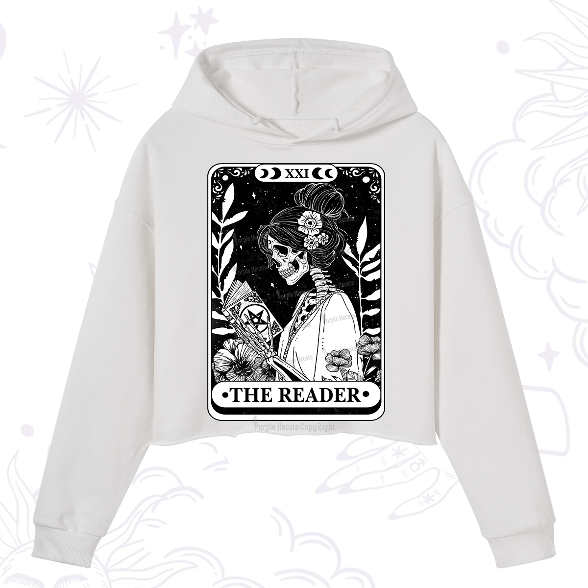 Purplehecate The Reader Skeleton Tarot Crop Hoodie