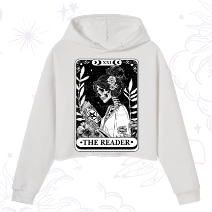 Purplehecate The Reader Skeleton Tarot Crop Hoodie