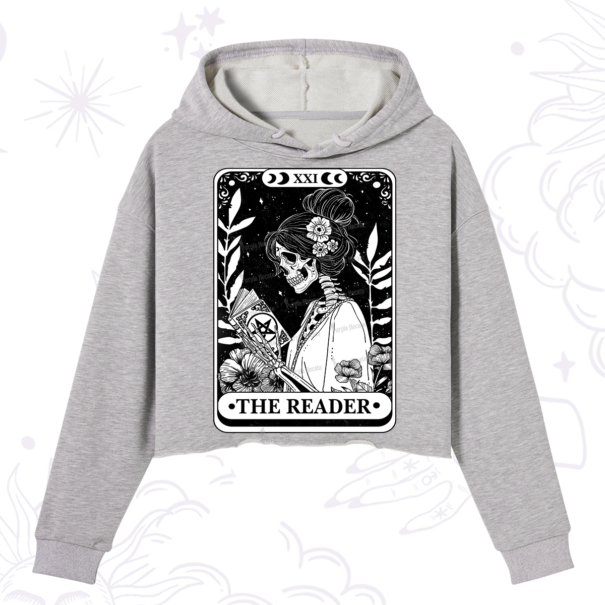 Purplehecate The Reader Skeleton Tarot Crop Hoodie