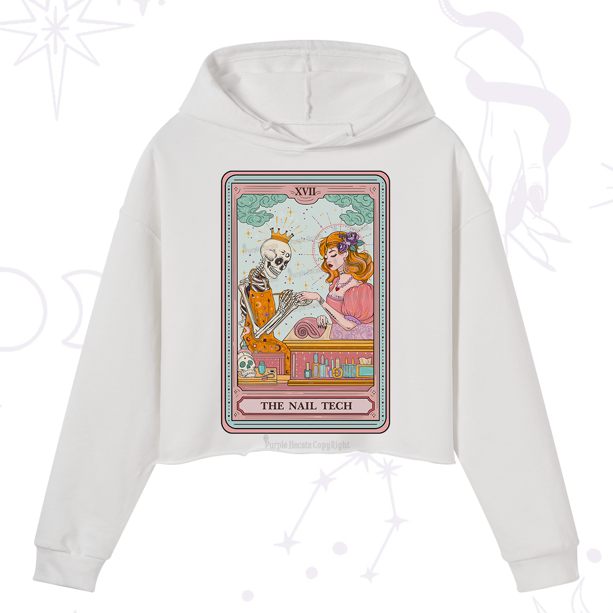 Purplehecate The Nail Tech Life Tarot Crop Hoodie