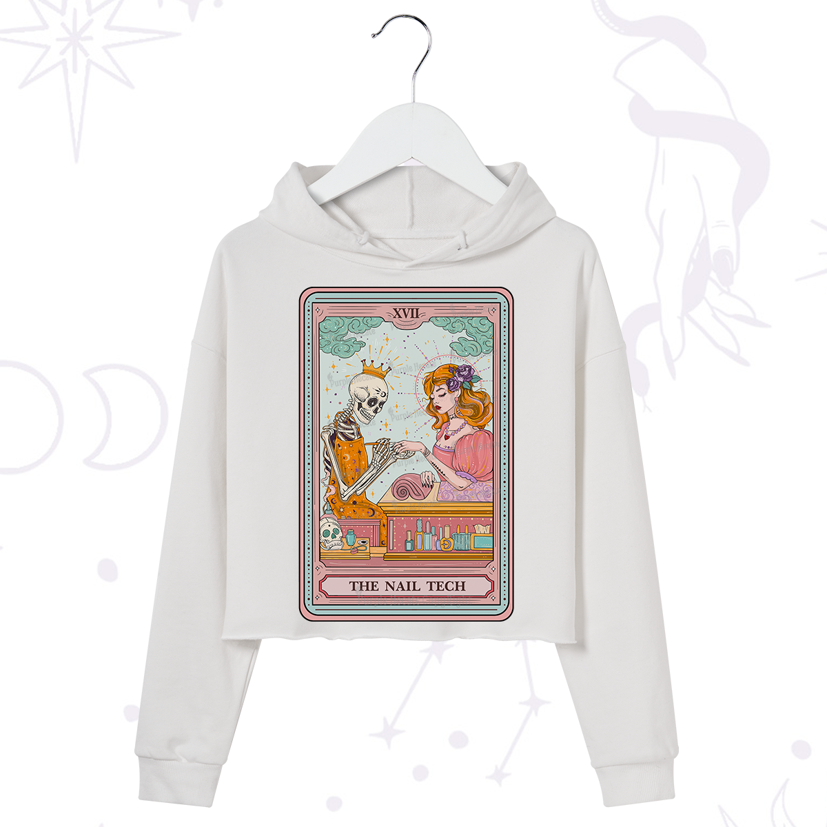 Purplehecate The Nail Tech Life Tarot Crop Hoodie