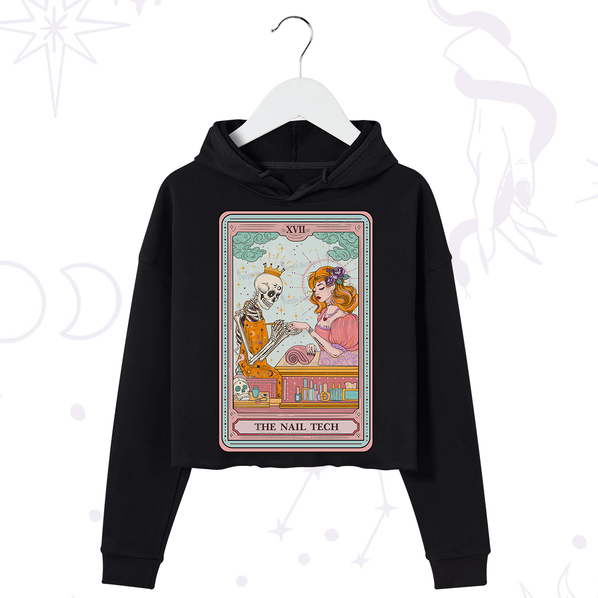 Purplehecate The Nail Tech Life Tarot Crop Hoodie