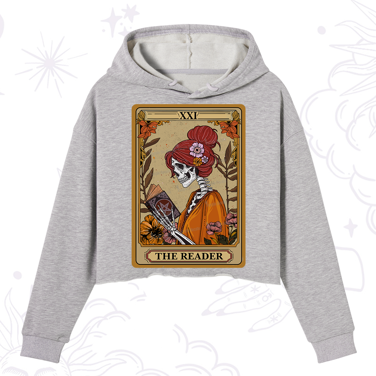 Purplehecate The Reader Tarot Card Skeleton Crop Hoodie