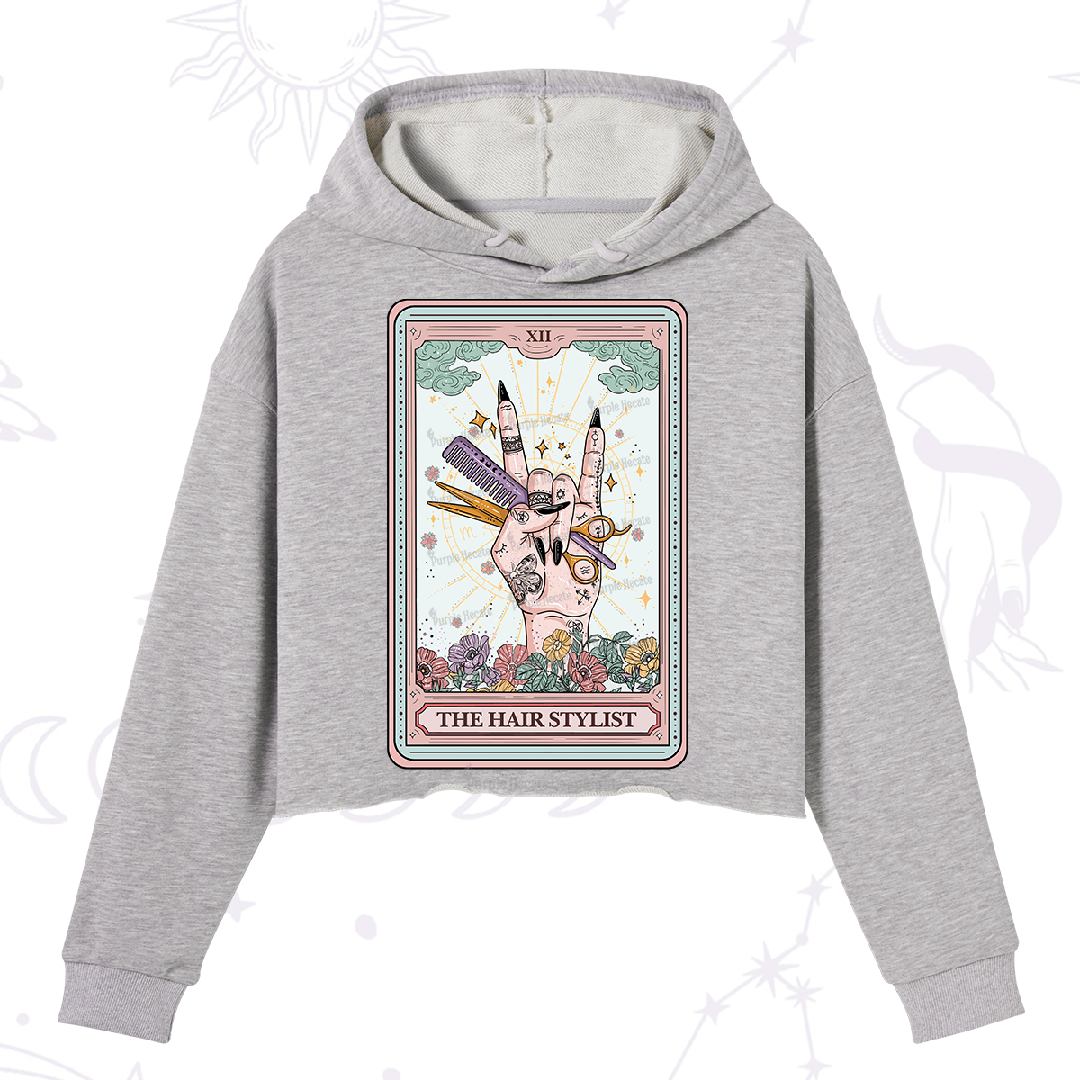 Purplehecate The Hair Stylist Tarot Crop Hoodie