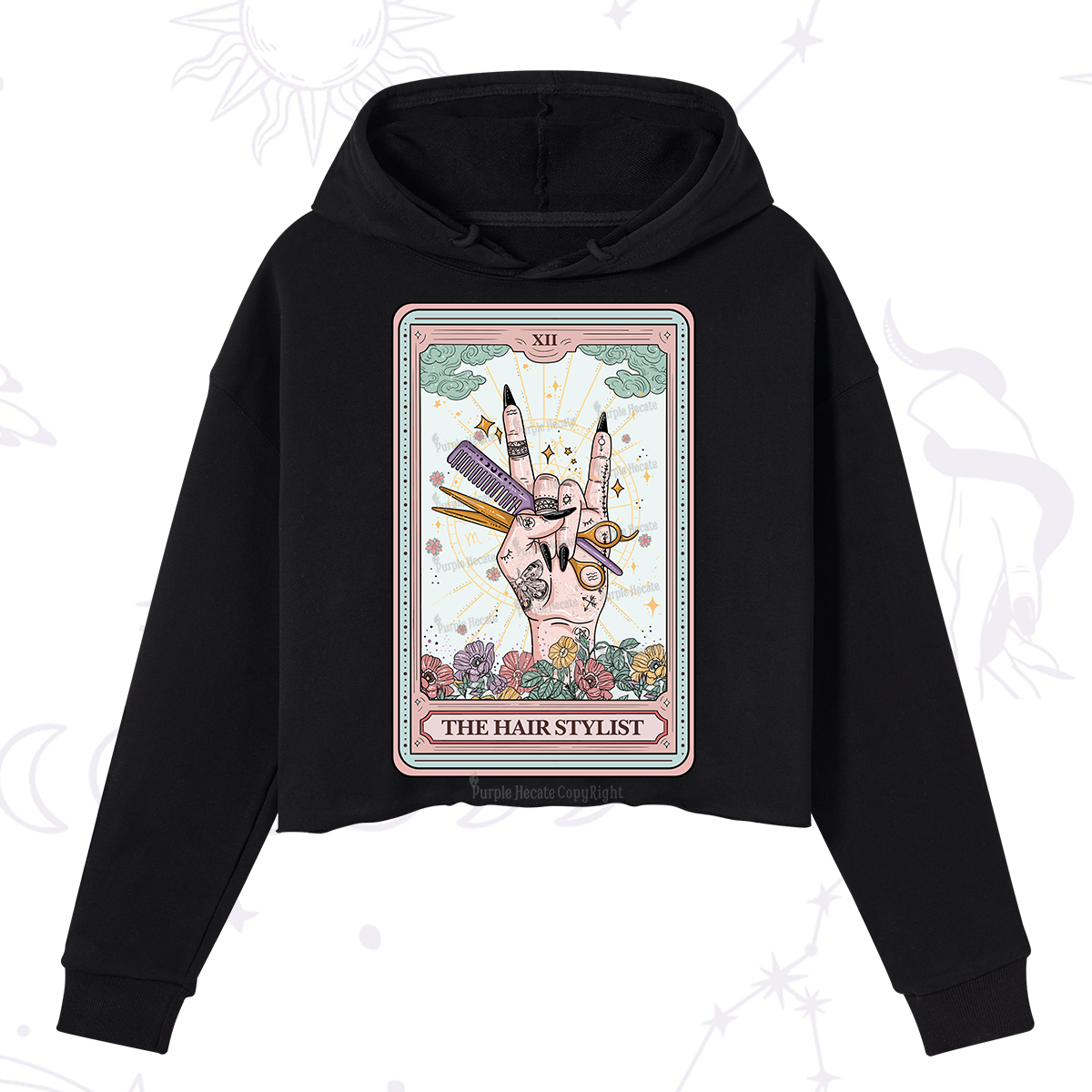 Purplehecate The Hair Stylist Tarot Crop Hoodie